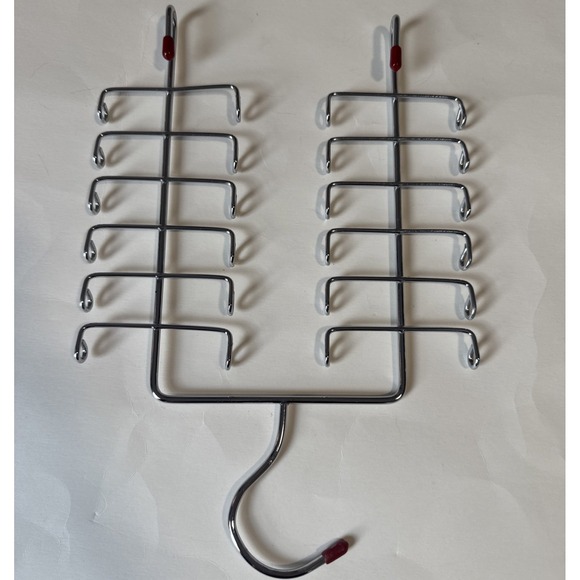 The Unbranded Brand Other - Chrome Wire 20 NECK TIES RACK Storage Hook Organizer with Rubber Coated Tips